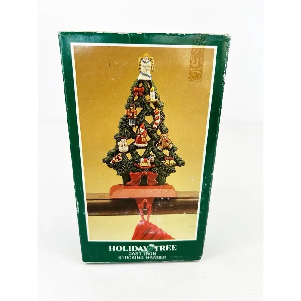 Vtg Midwest Cannon Falls Cast Iron Christmas Tree Holiday Stocking Holder Hanger